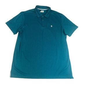 IZOD Golf Mens Performance Polo Shirt Teal Blue Micro Stripe Large Activewear